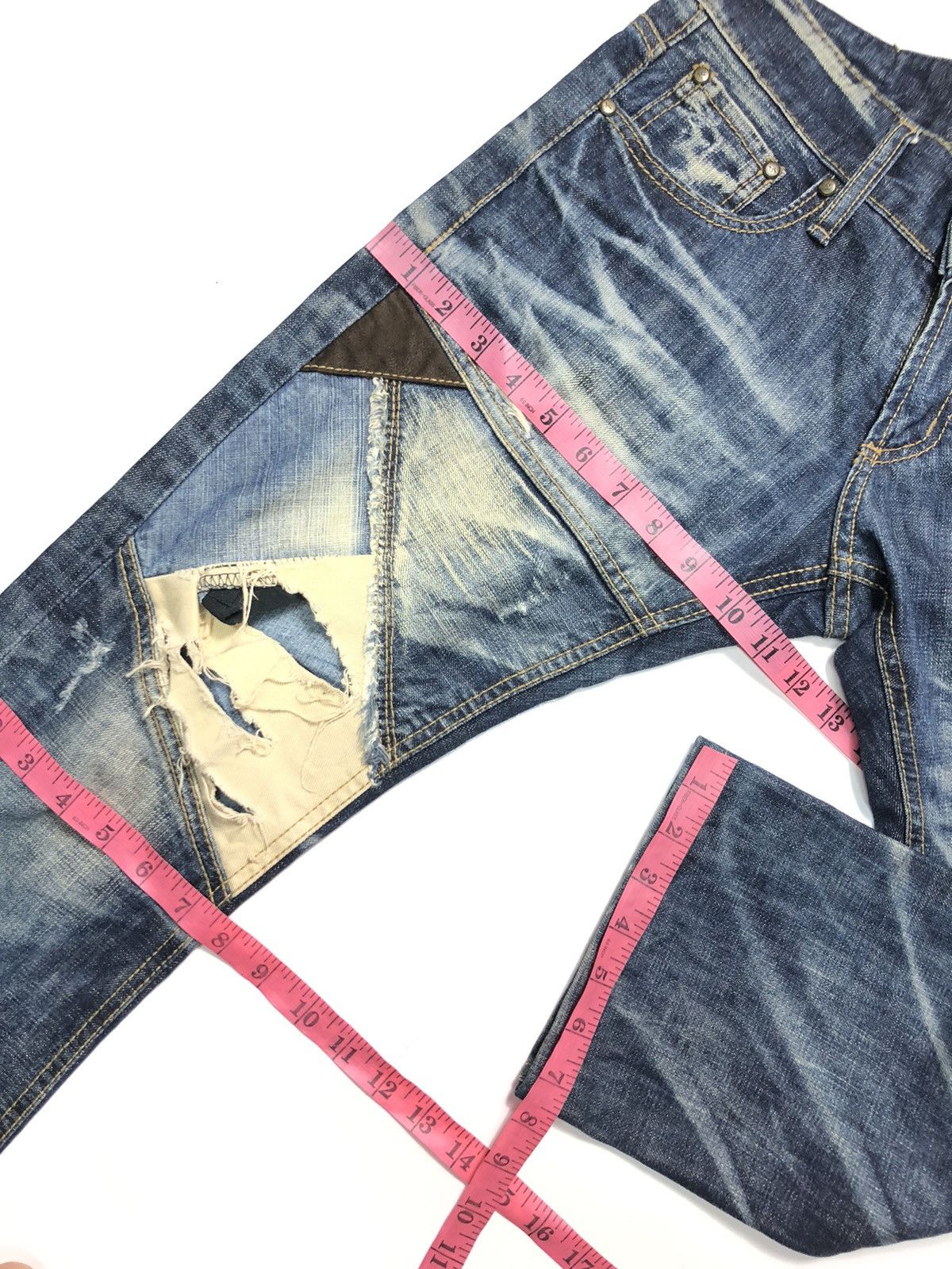Japanese Brand × Vintage NARA LOLITA DISTRESSED PATCH WORK NICE FADED DESIGN DENIM Size US 30 / EU 46 - 20 Thumbnail