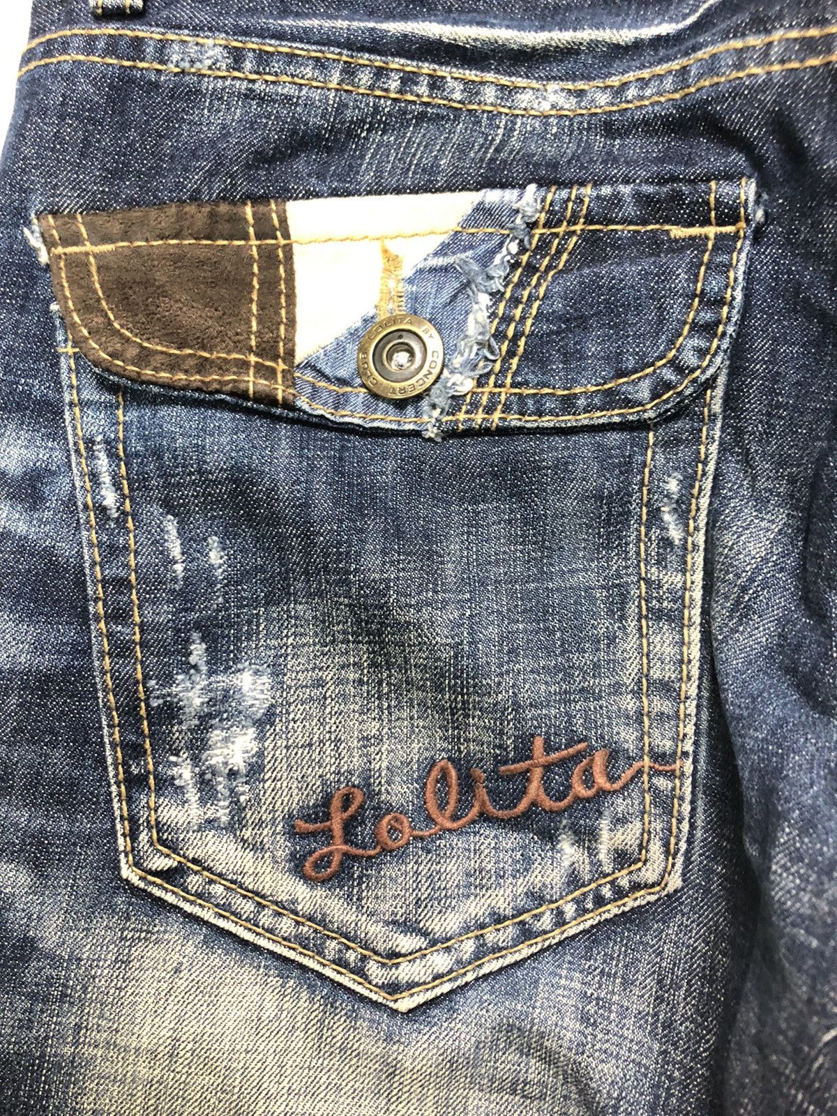 Japanese Brand × Vintage NARA LOLITA DISTRESSED PATCH WORK NICE FADED DESIGN DENIM Size US 30 / EU 46 - 13 Thumbnail