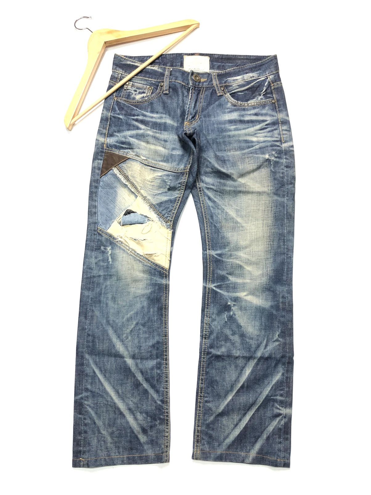Japanese Brand × Vintage NARA LOLITA DISTRESSED PATCH WORK NICE FADED DESIGN DENIM Size US 30 / EU 46 - 1 Thumbnail