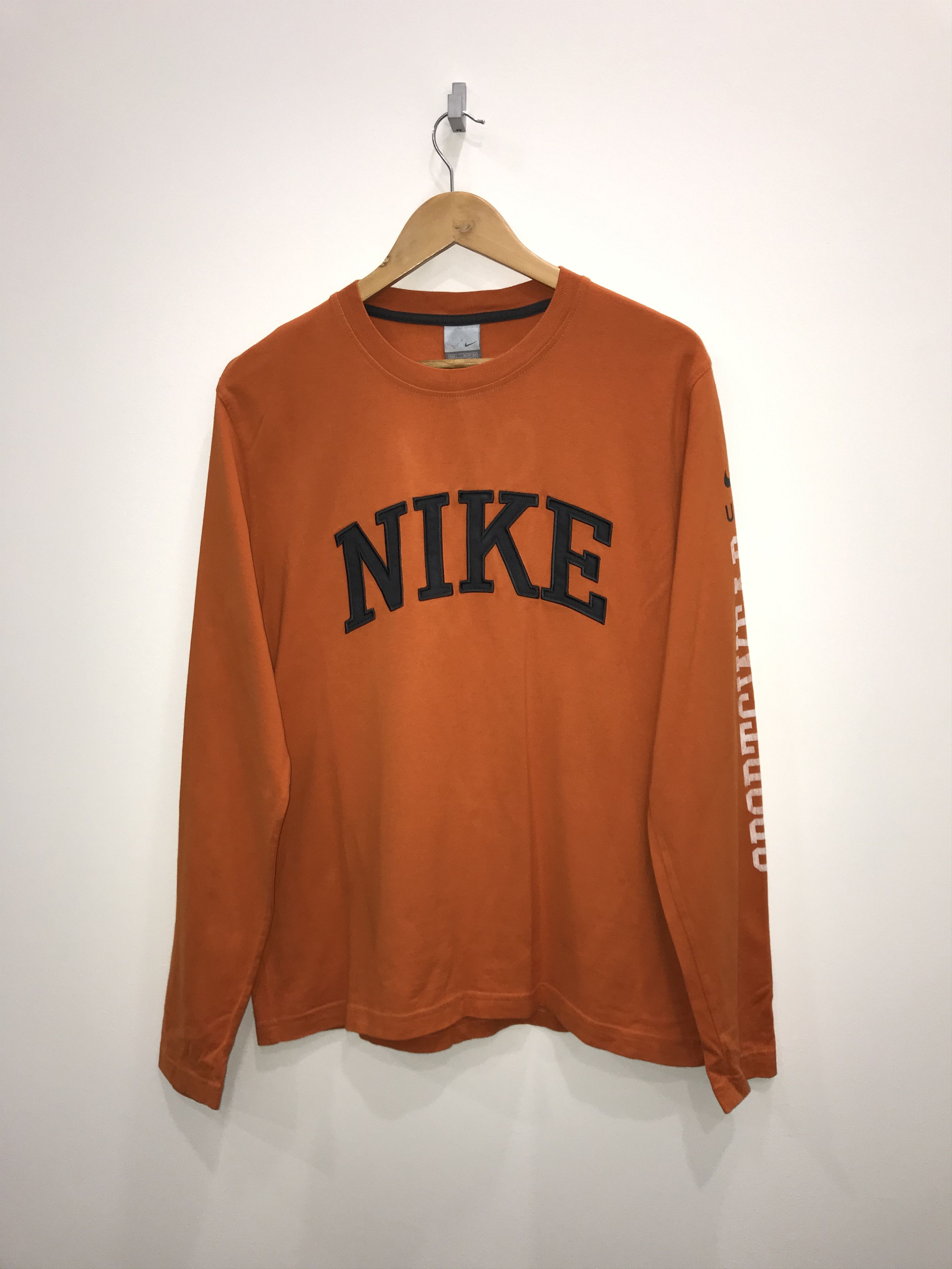 Nike Vintage Nike Center Big Logo Orange Longsleeve Sweatshirt Grailed