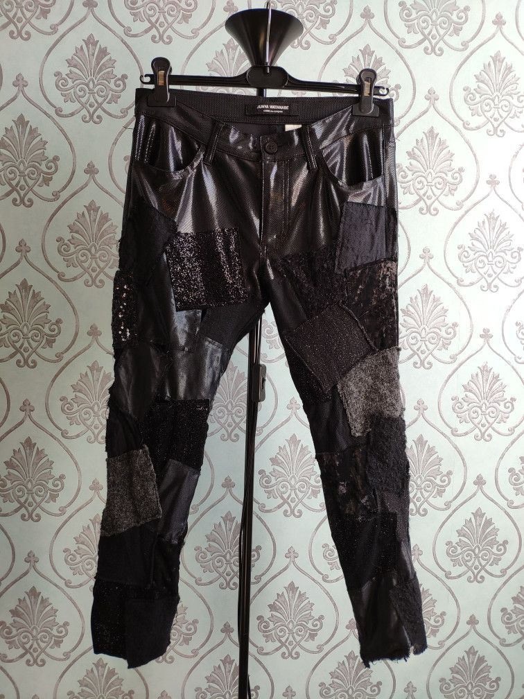 AD2014 Black patchwork double layered pants.Like Rick Owens