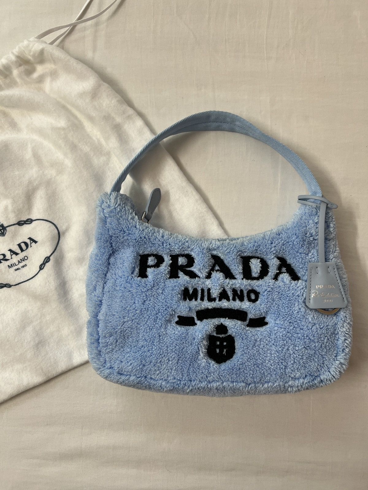 Prada Re-Edition 2000 Terry Shoulder Bag Mini Blue in Terry with  Silver-tone - US