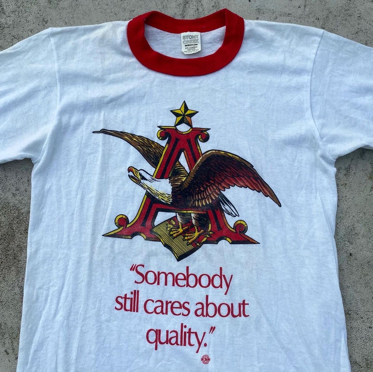 Budweiser × Vintage Vintage Ringe Tee Budweiser Logo 80s Size US M / EU 48-50 / 2 - 2 Thumbnail