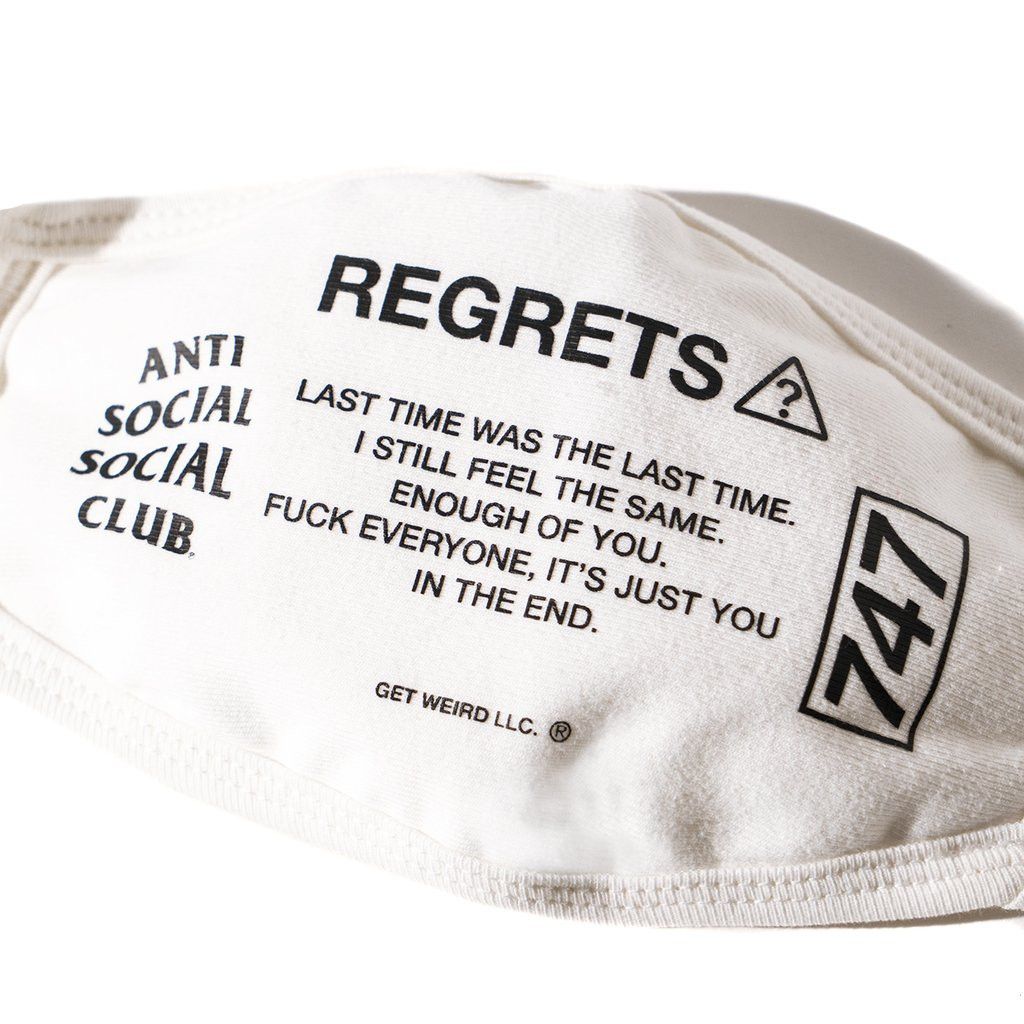 Anti Social Social Club DS ASSC Sadiness is Happiness Facemask White Face mask CPFM Size ONE SIZE - 3 Thumbnail