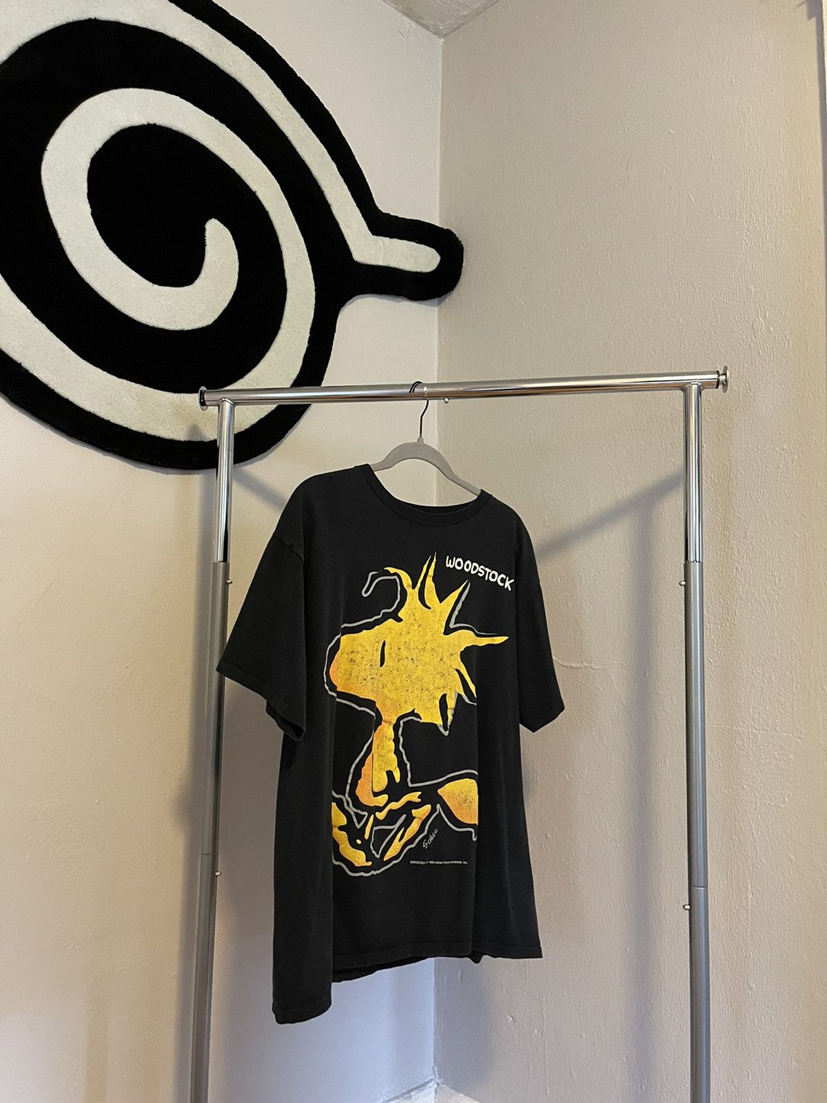 image of Vintage 1965 Snoopy Woodstock Tee in Black, Men's (Size XL)