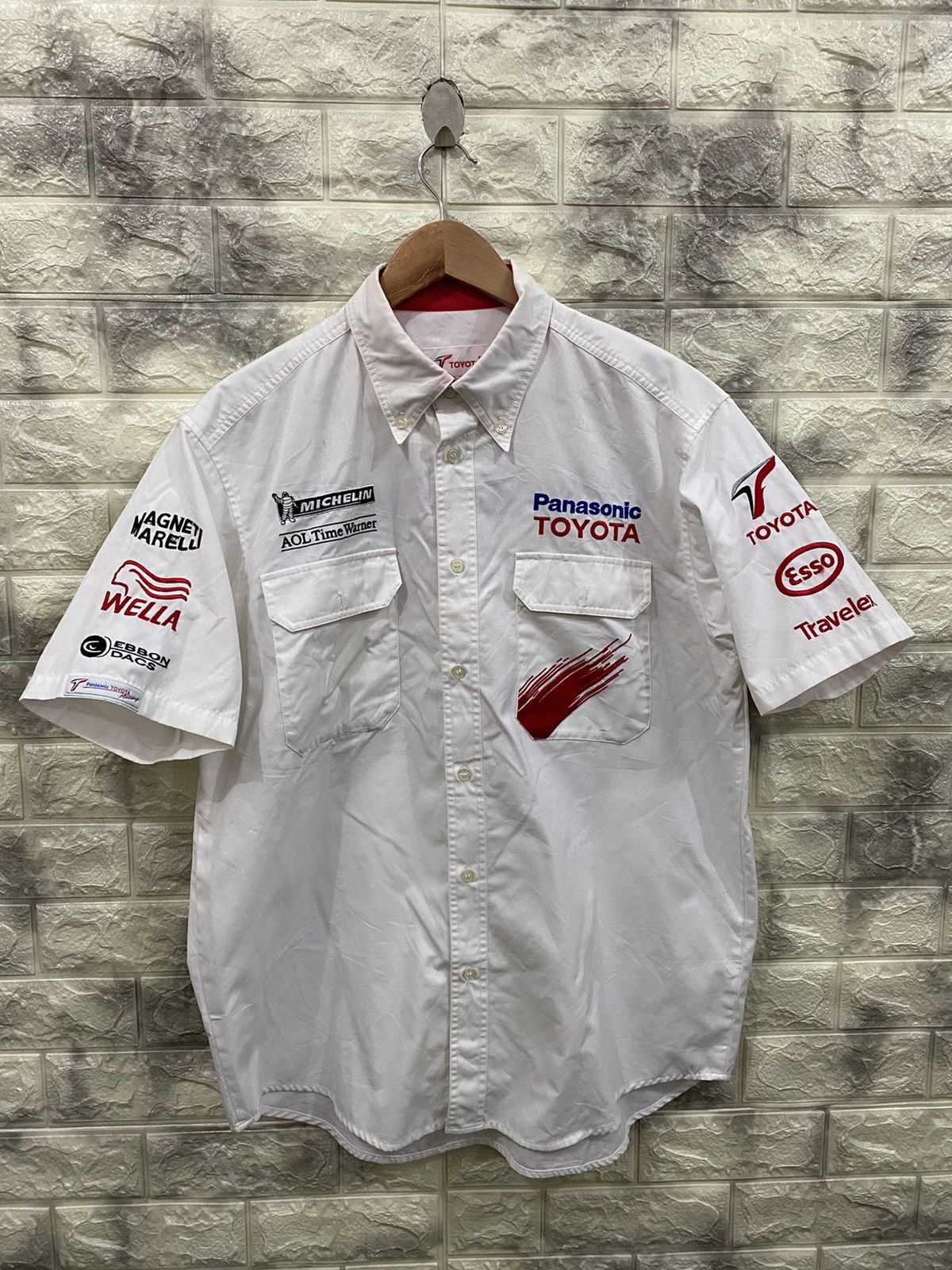 image of Penasonic Toyota Racing Button Shirt in White, Men's (Size Large)