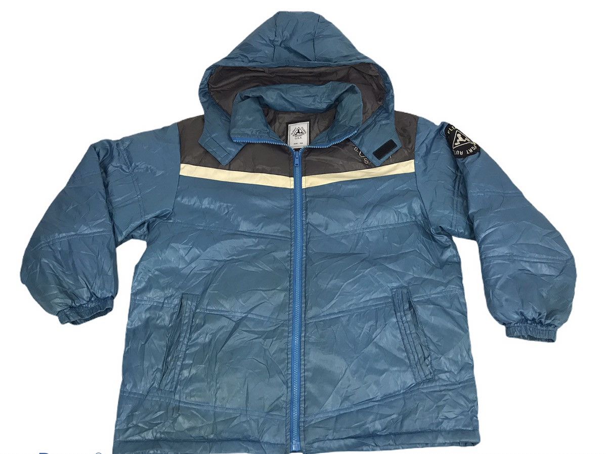 image of Skategang x Vintage Plenty Tough Sport Pts Usa Puffer Jacket Sweatshirt in Light Blue (Size Large)