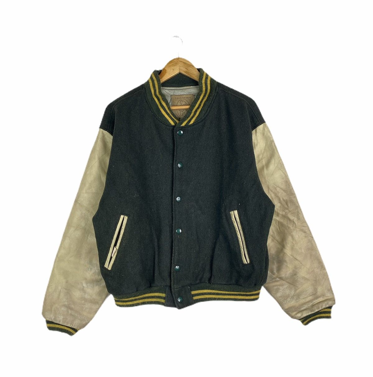Golden Bear × Vintage VINTAGE GOLDEN BEAR VARSITY WOOL LEATHER JACKET Size US L / EU 52-54 / 3 - 1 Thumbnail