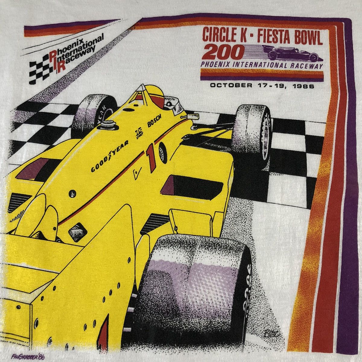 Vintage Rick Mears 1986 Indy Car Racing Phoenix 200 Raceway T Shirt Size US XL / EU 56 / 4 - 3 Thumbnail