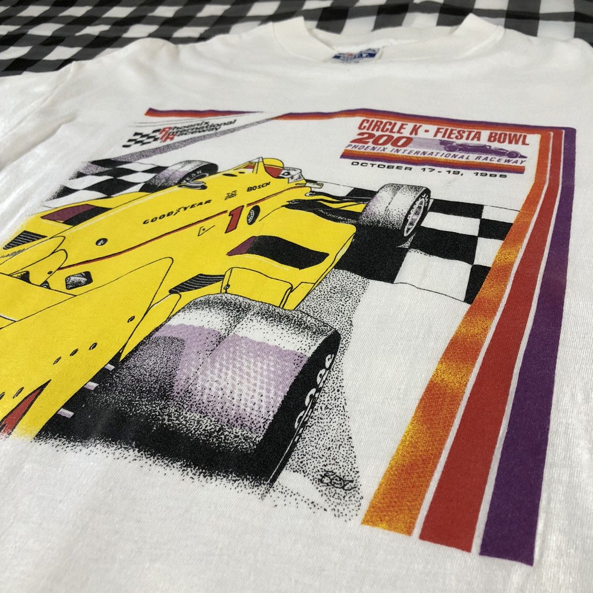 Vintage Rick Mears 1986 Indy Car Racing Phoenix 200 Raceway T Shirt Size US XL / EU 56 / 4 - 2 Thumbnail