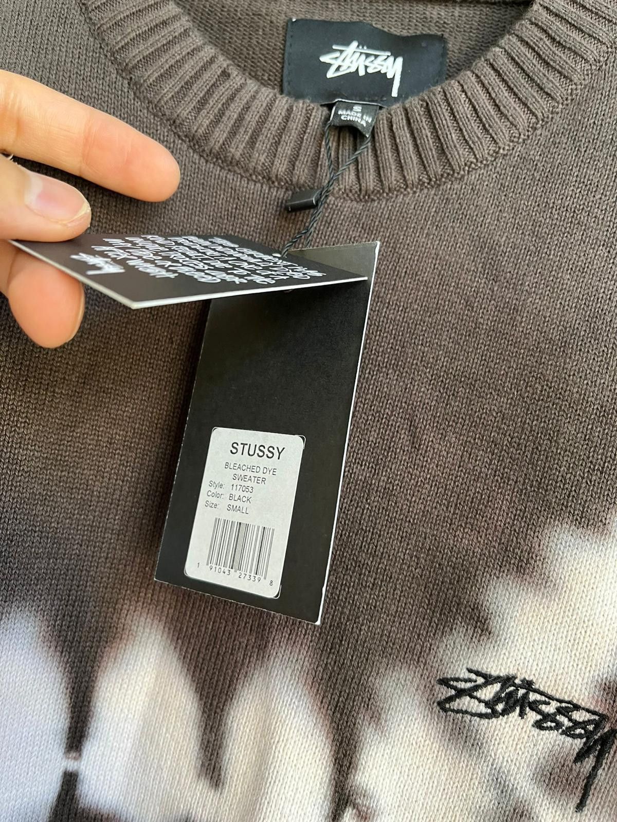 Stussy Bleach Tie Dye Sweater in Black Grailed