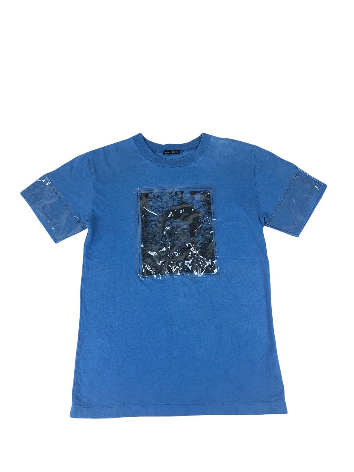 image of 20471120 x Beauty Beast 1990S Milk Boy Portrait Print Vinyls Patch Tshirt in Blue (Size Medium)