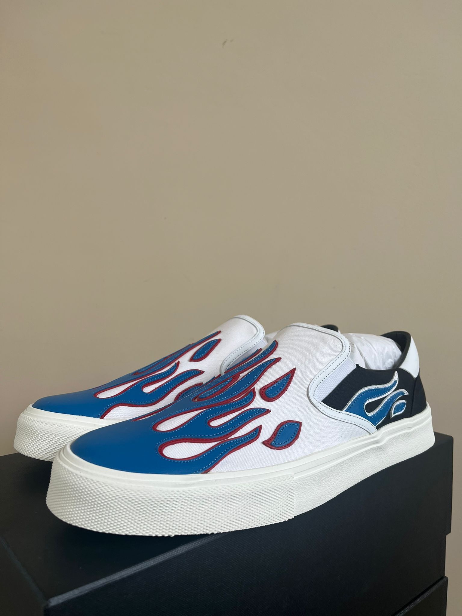 Amiri Flame Slip On in Black/White/Blue Size US 12 / EU 45 - 10 Thumbnail