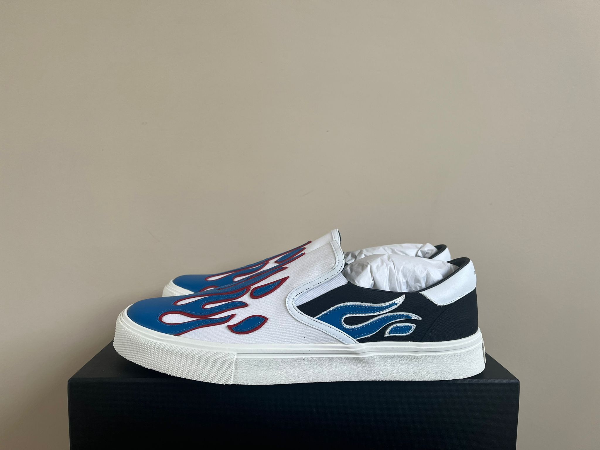 Amiri Flame Slip On in Black/White/Blue Size US 12 / EU 45 - 1 Thumbnail