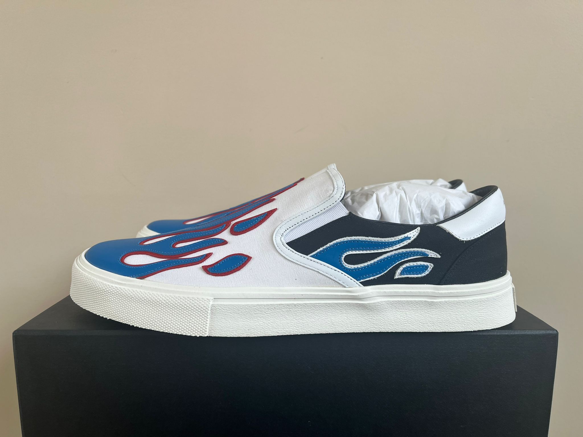 Amiri Flame Slip On in Black/White/Blue Size US 12 / EU 45 - 6 Thumbnail