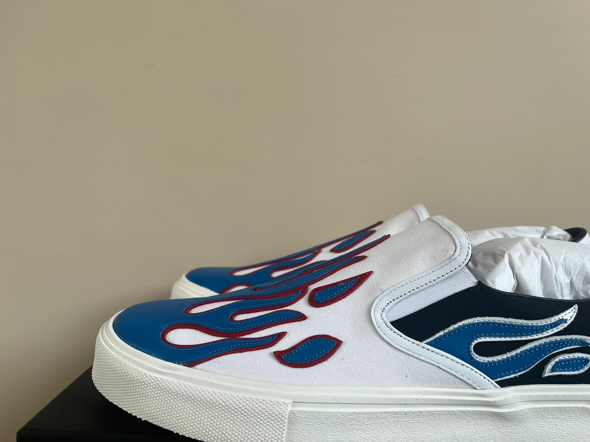 Amiri Flame Slip On in Black/White/Blue Size US 12 / EU 45 - 5 Thumbnail