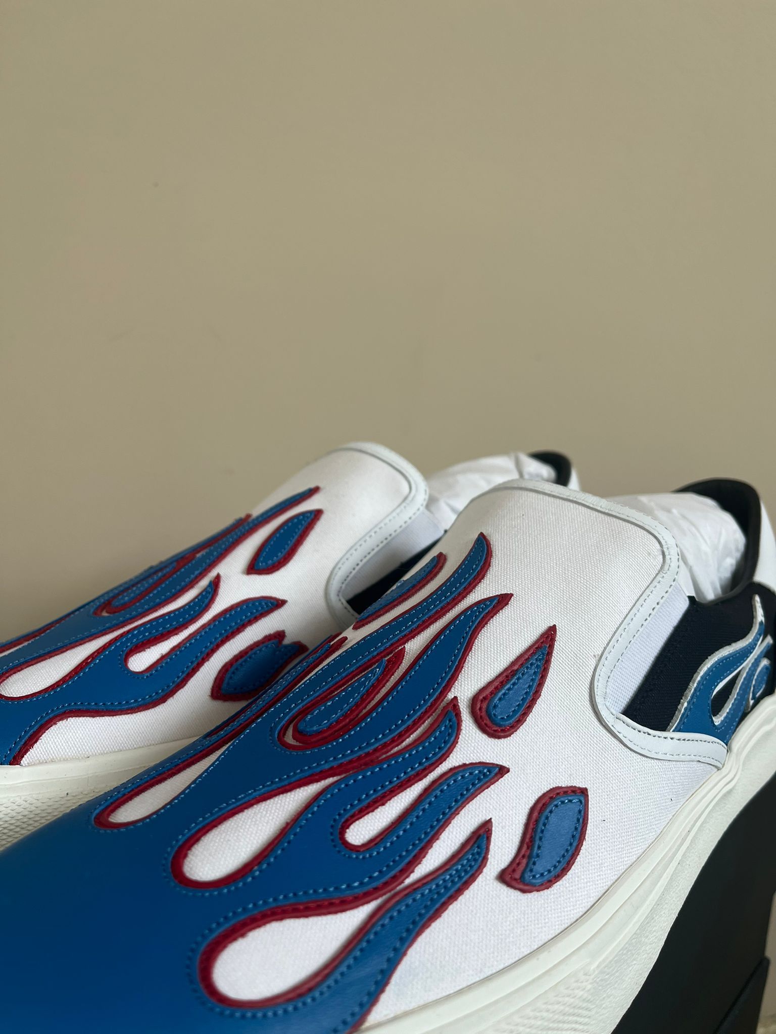 Amiri Flame Slip On in Black/White/Blue Size US 12 / EU 45 - 8 Thumbnail