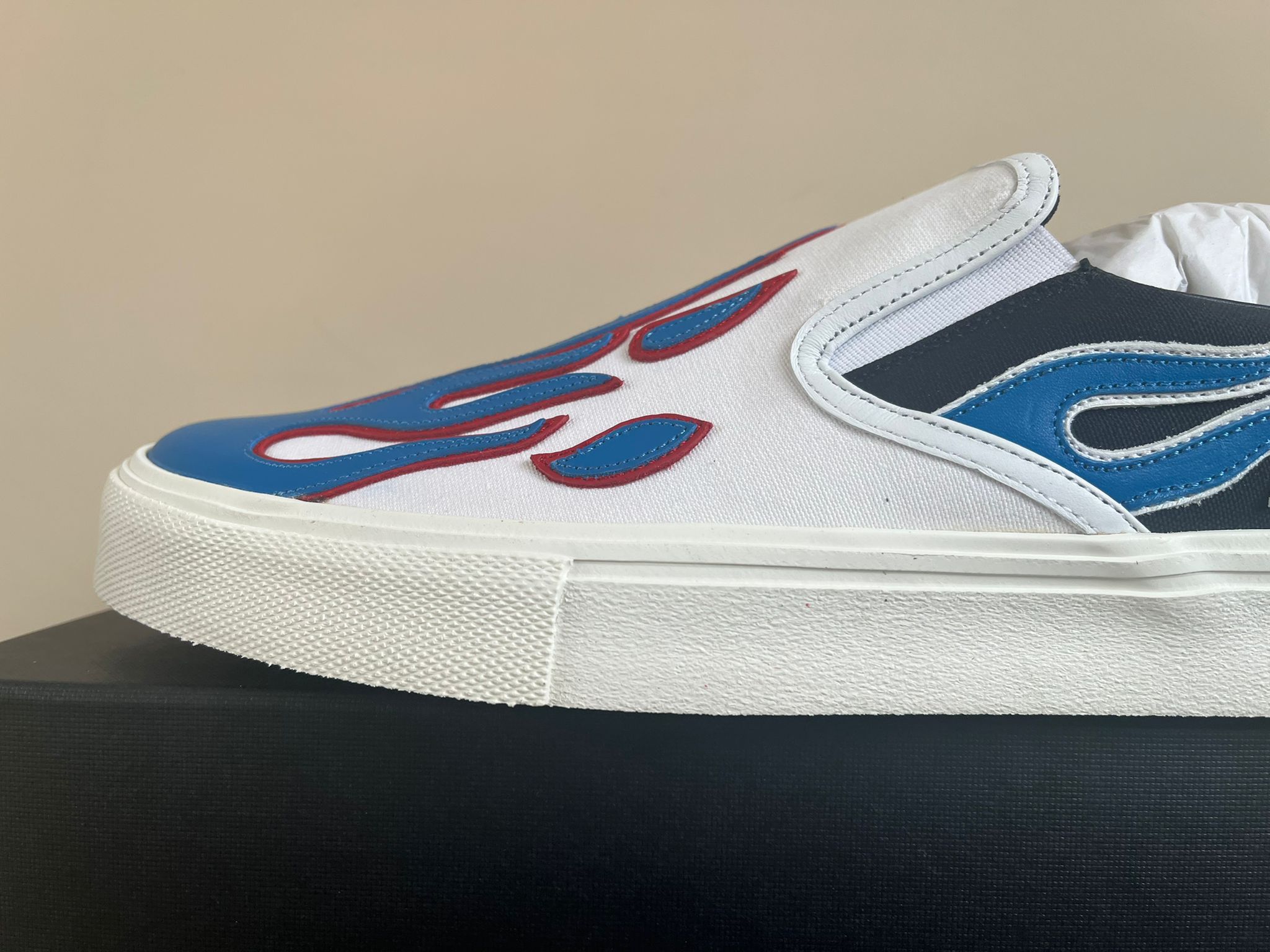 Amiri Flame Slip On in Black/White/Blue Size US 12 / EU 45 - 4 Thumbnail
