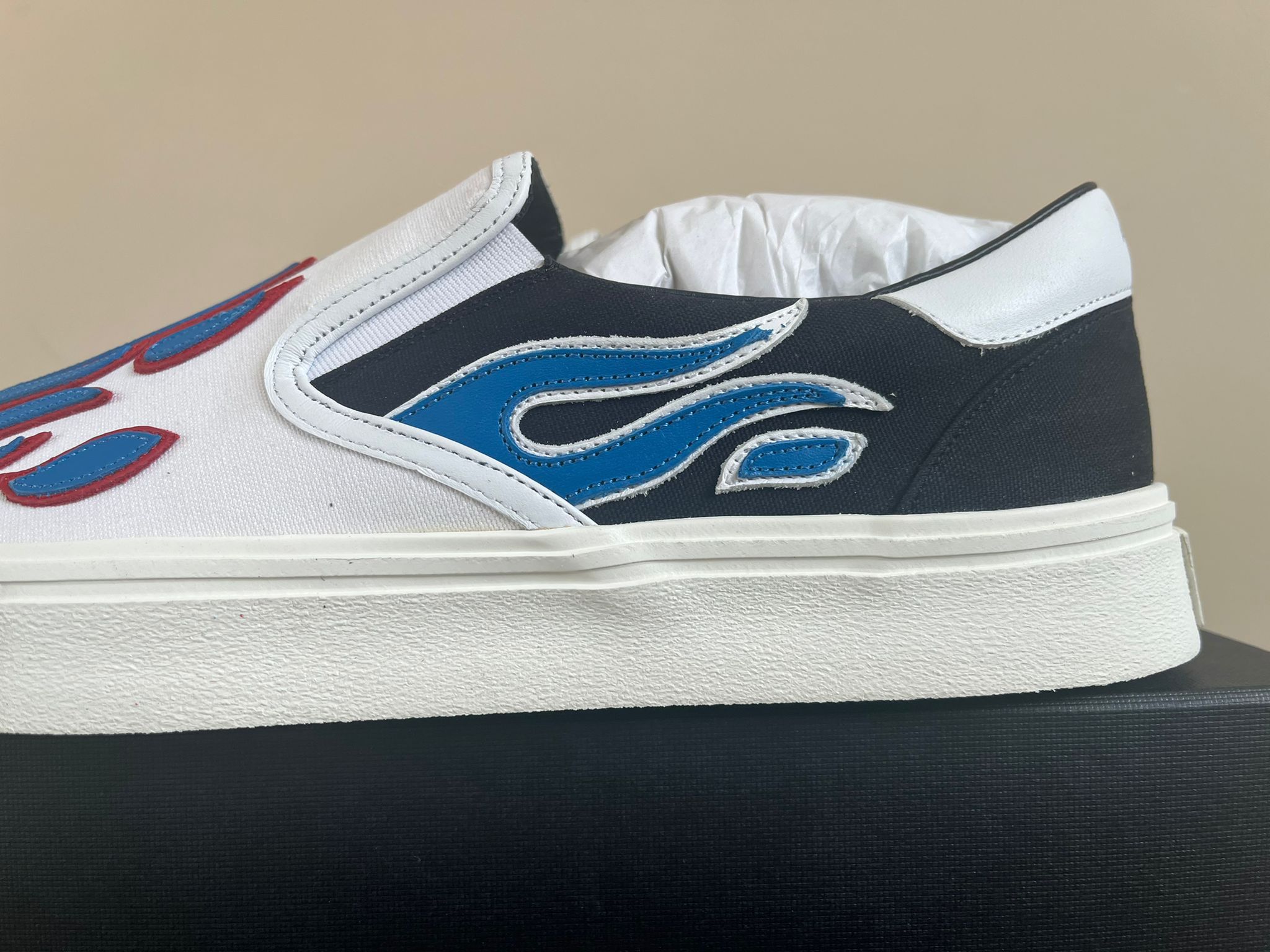 Amiri Flame Slip On in Black/White/Blue Size US 12 / EU 45 - 3 Thumbnail