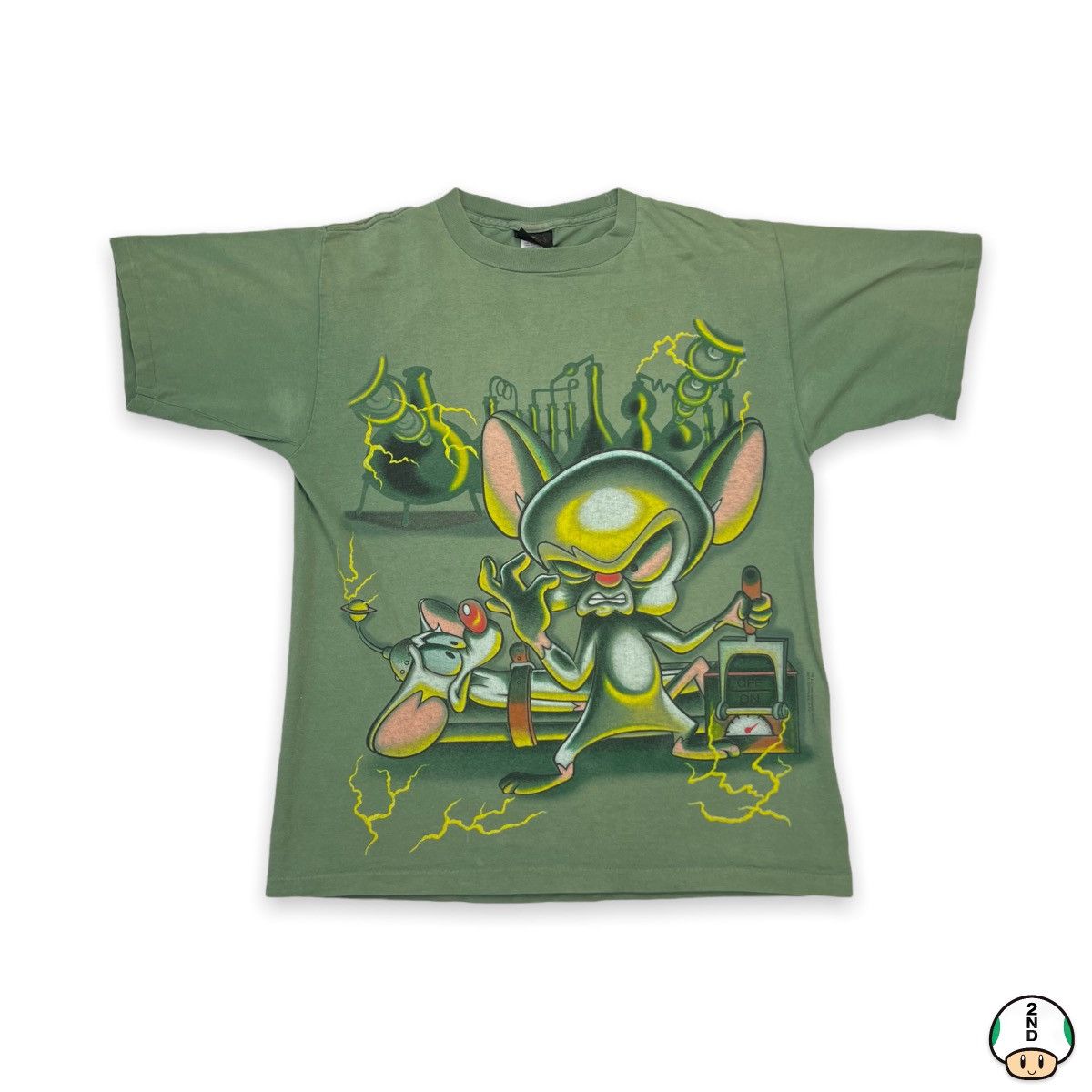 Vintage 1996 Pinky and The Brain T Shirt Graphic Cartoon Tee