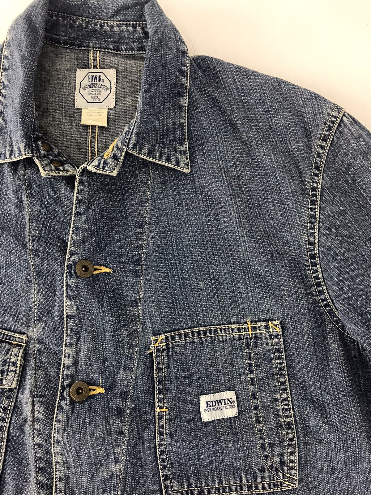 Edwin × Vintage Edwin Over Works Factory Denim Jacket Multi Pockets Size US M / EU 48-50 / 2 - 3 Thumbnail