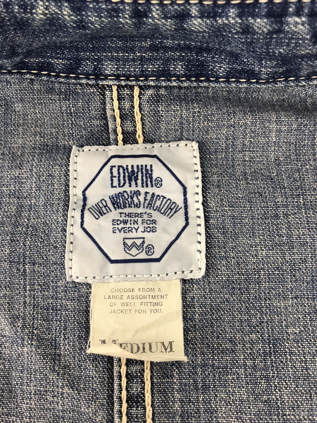 Edwin × Vintage Edwin Over Works Factory Denim Jacket Multi Pockets Size US M / EU 48-50 / 2 - 7 Thumbnail