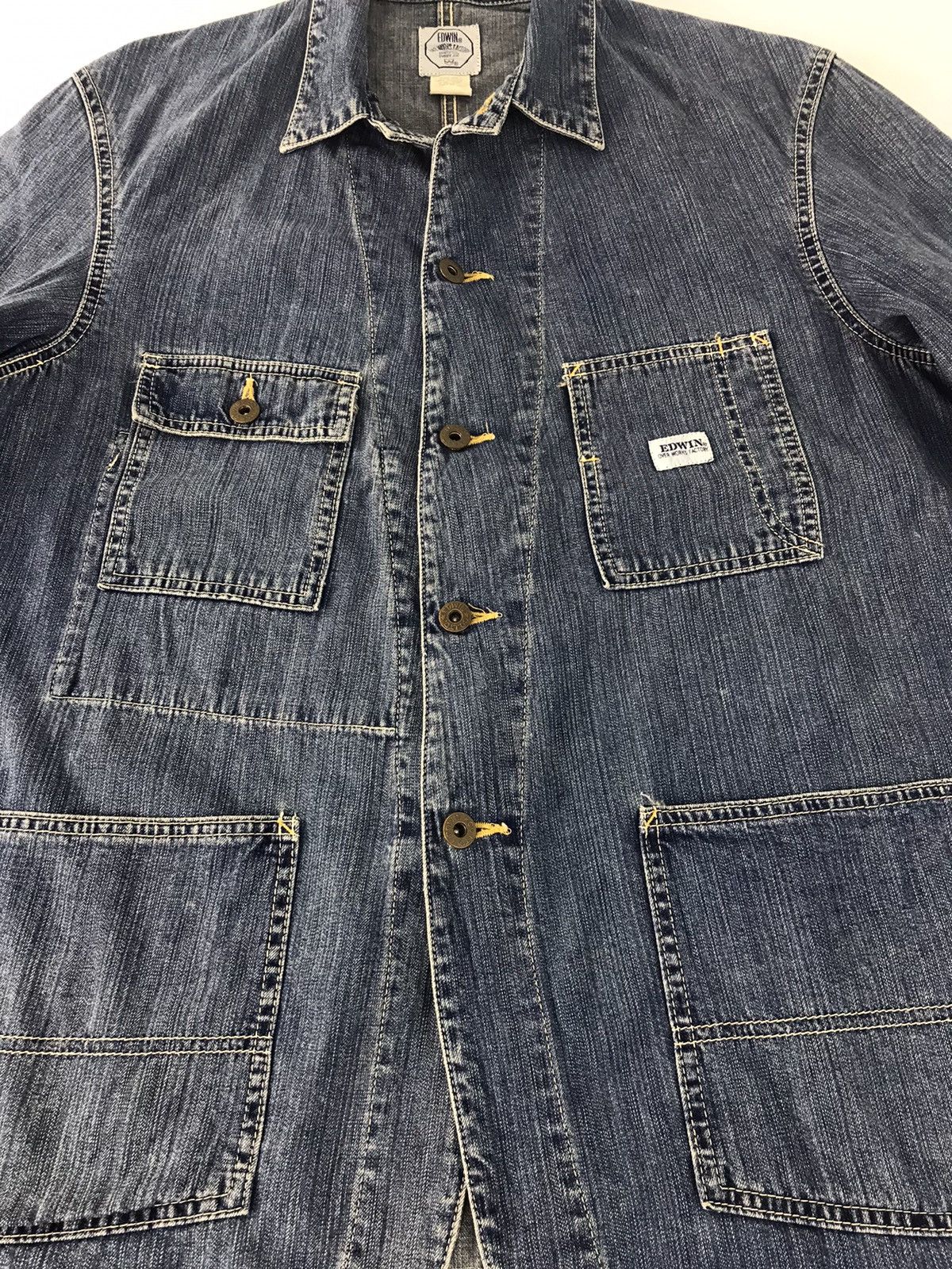 Edwin × Vintage Edwin Over Works Factory Denim Jacket Multi Pockets Size US M / EU 48-50 / 2 - 4 Thumbnail