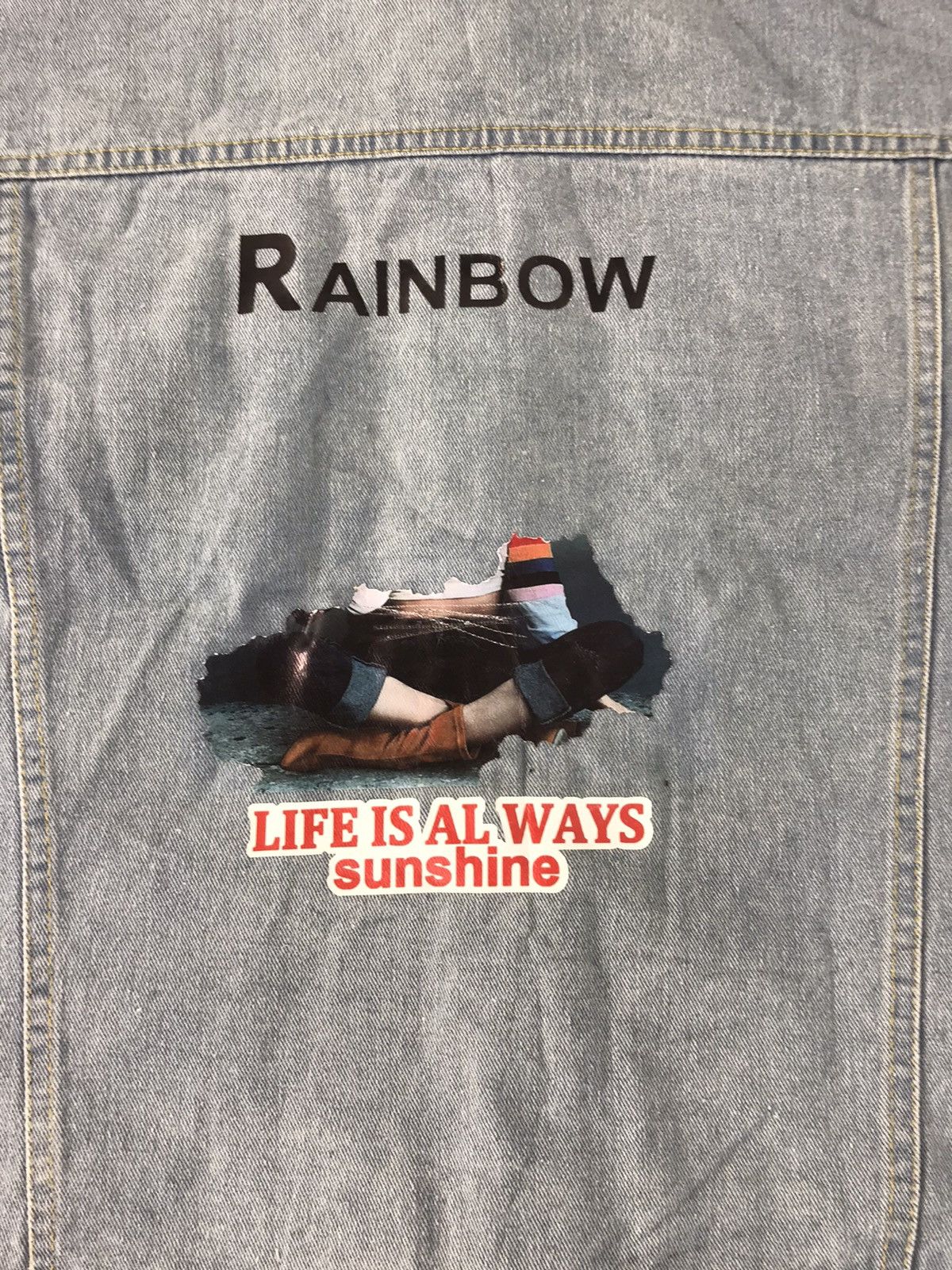Vintage Gorge Rainbow Quotes Denim Jacket Button Up Double Pocket Size US S / EU 44-46 / 1 - 3 Thumbnail