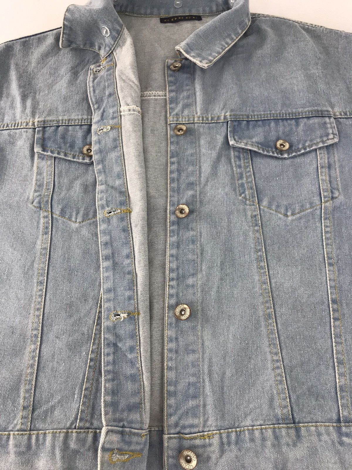 Vintage Gorge Rainbow Quotes Denim Jacket Button Up Double Pocket Size US S / EU 44-46 / 1 - 4 Thumbnail