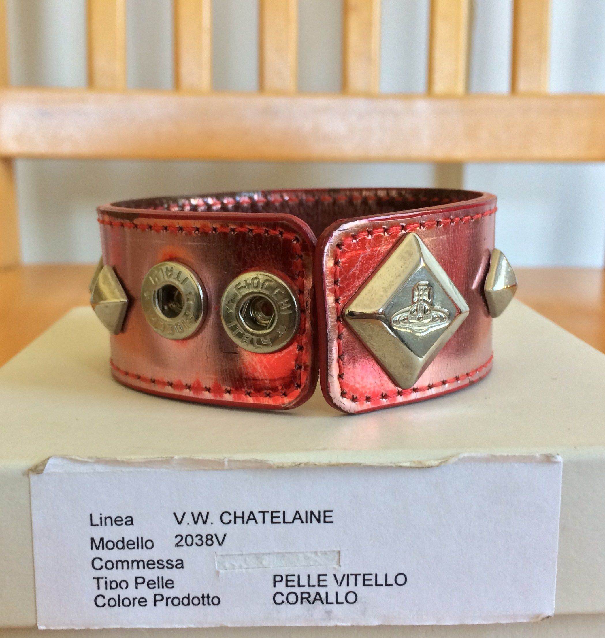 Vivienne Westwood S/S 2003 Vivenne Westwood Studded Pink Leather Orb Bracelet Size ONE SIZE - 4 Thumbnail