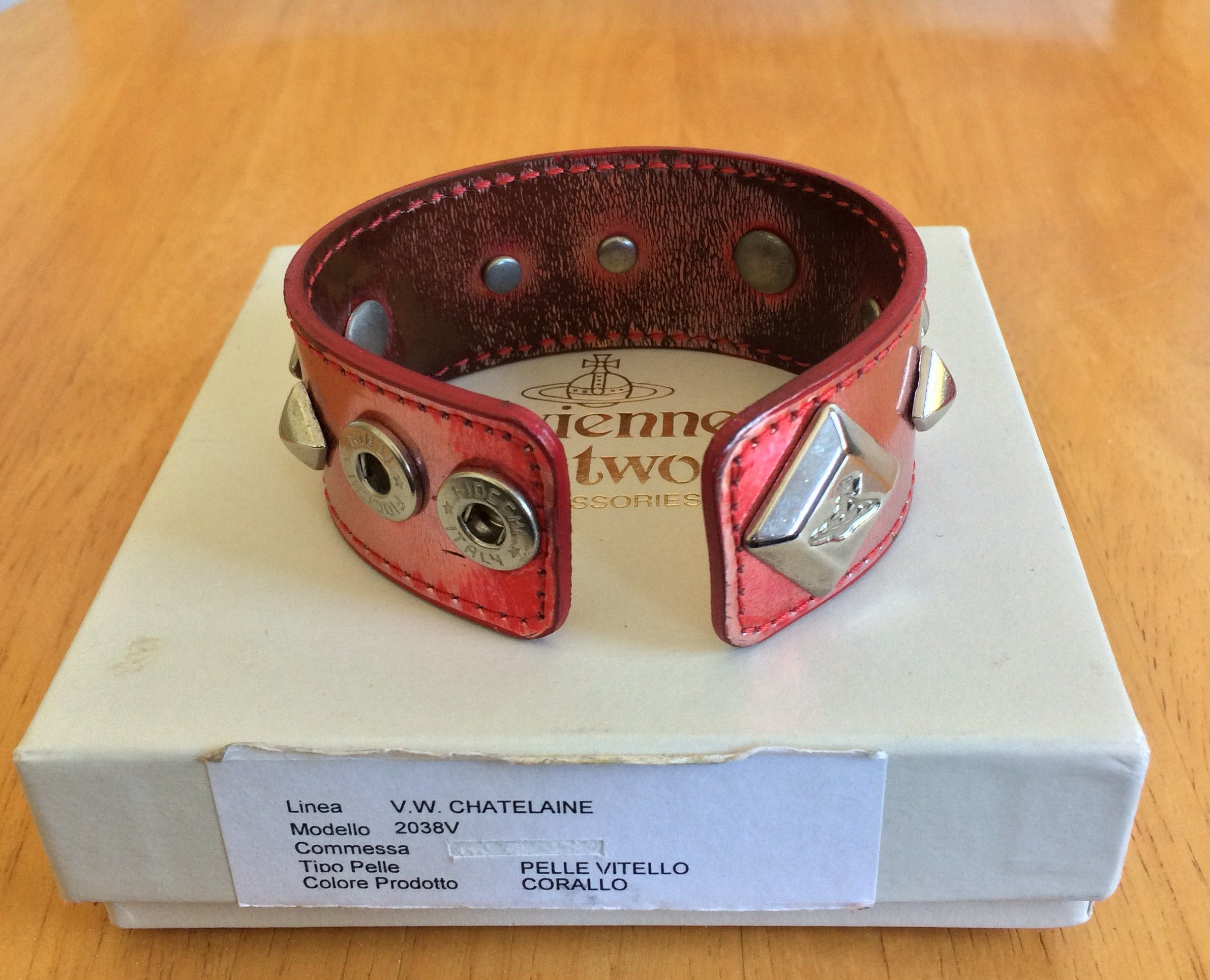 Vivienne Westwood S/S 2003 Vivenne Westwood Studded Pink Leather Orb Bracelet Size ONE SIZE - 5 Thumbnail