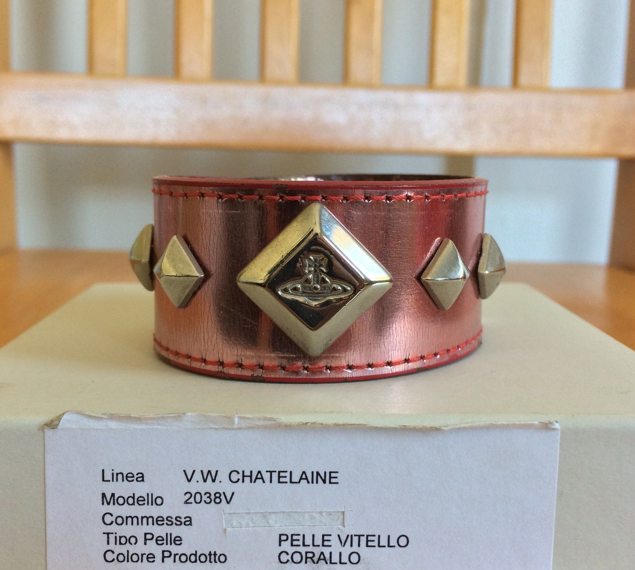 Vivienne Westwood S/S 2003 Vivenne Westwood Studded Pink Leather Orb Bracelet Size ONE SIZE - 2 Thumbnail