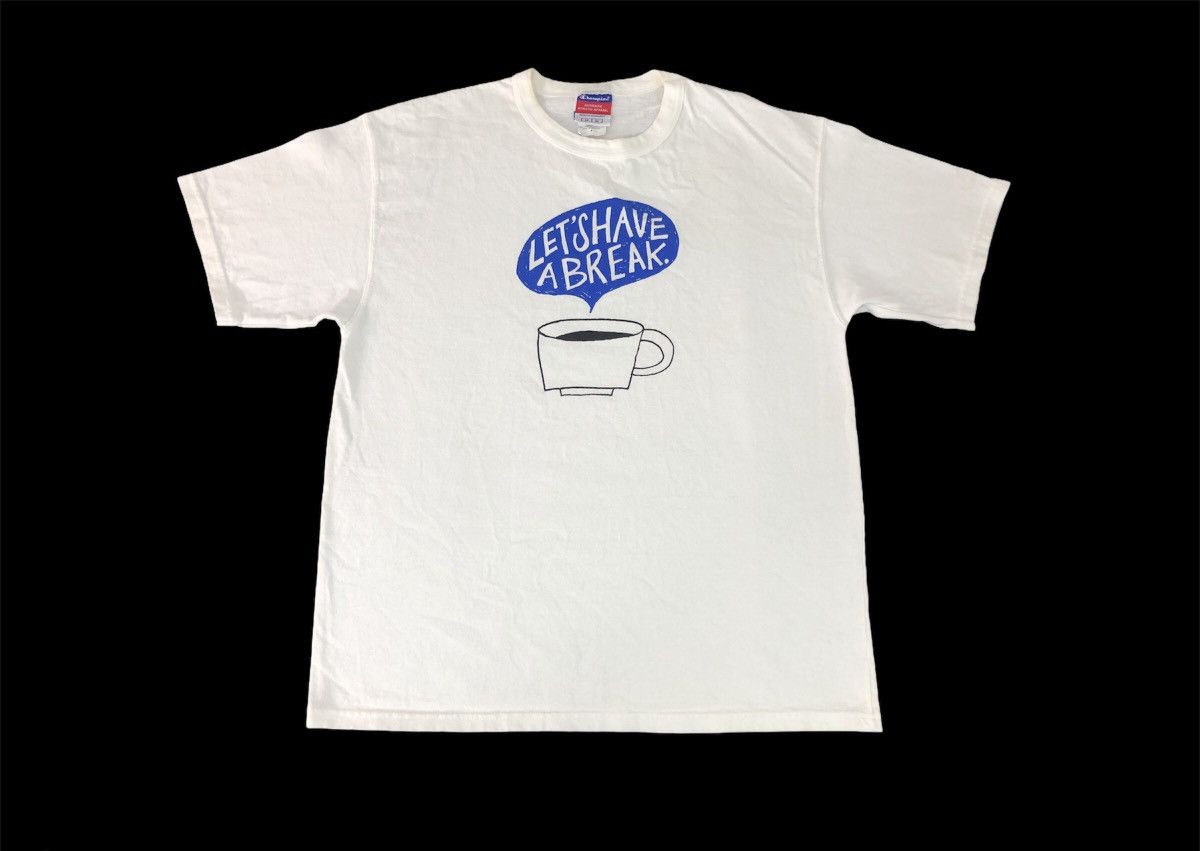 Champion Vintage Champion Lets Have Break Coffee Cup Logo T-shirt Size US M / EU 48-50 / 2 - 1 Thumbnail