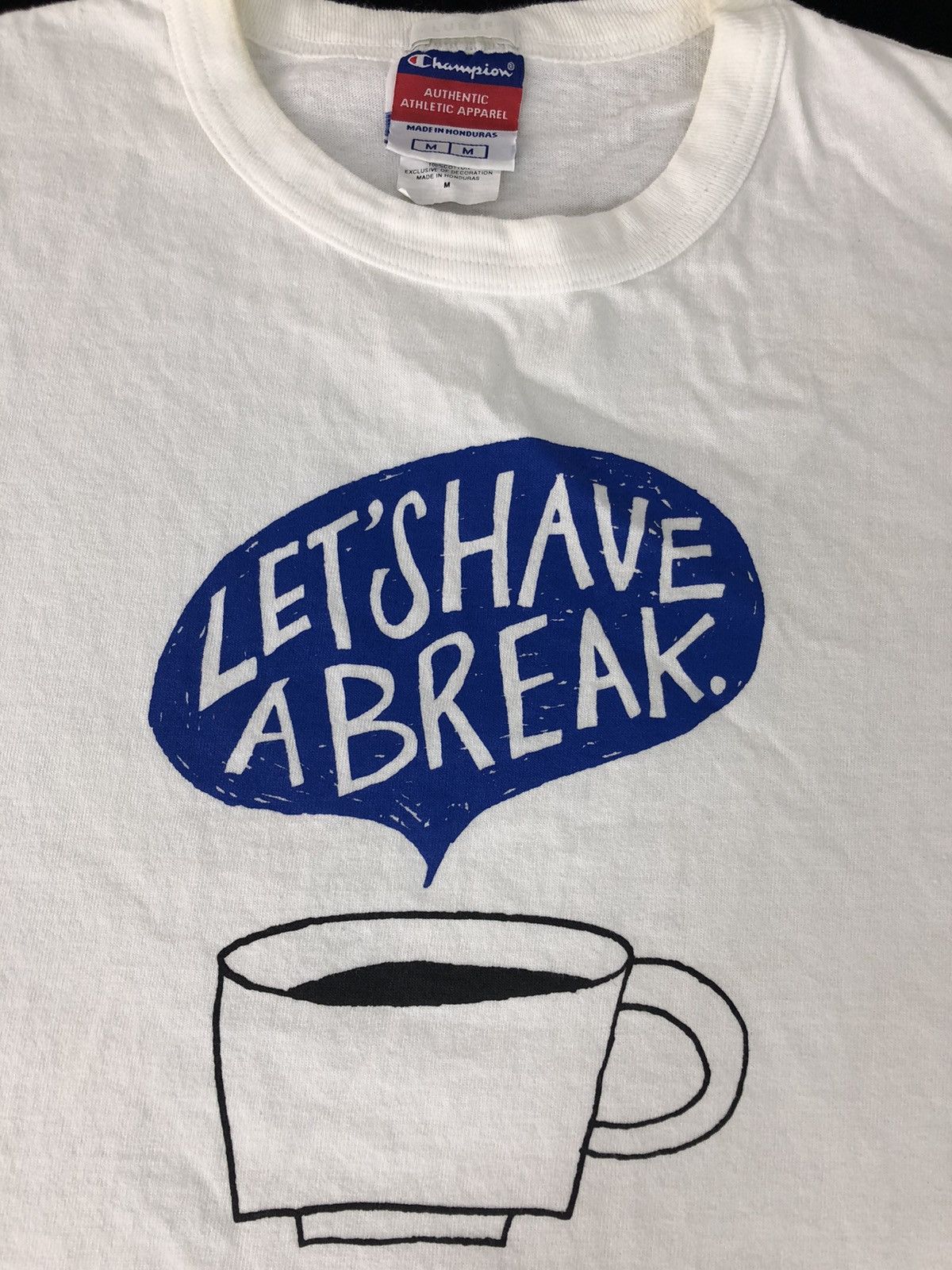 Champion Vintage Champion Lets Have Break Coffee Cup Logo T-shirt Size US M / EU 48-50 / 2 - 2 Thumbnail