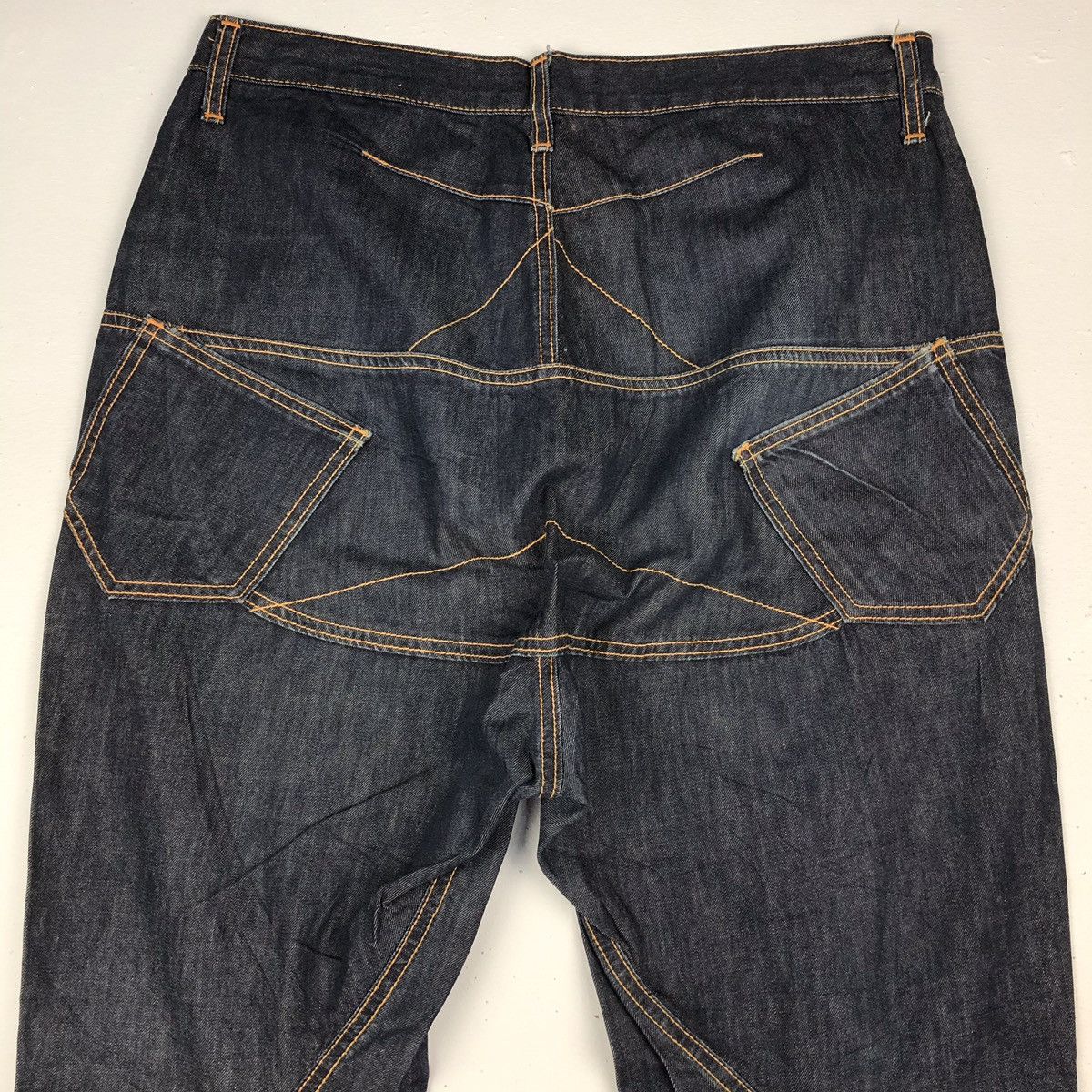 Beauty Beast Bit blue baggy denim bondage jeans patchwork stars Size US 33 - 8 Thumbnail
