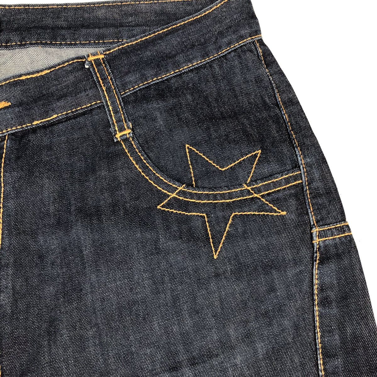 Beauty Beast Bit blue baggy denim bondage jeans patchwork stars Size US 33 - 6 Thumbnail