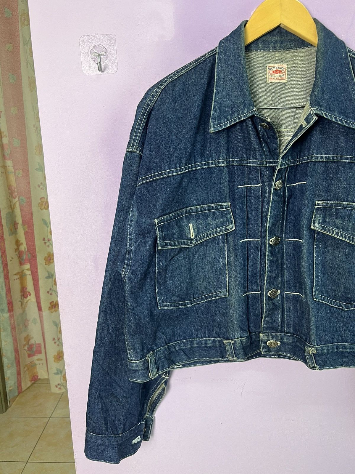 Japanese Brand 🔥Cropped Scheer’s Collection Distressed Denim Jacket Size US L / EU 52-54 / 3 - 4 Thumbnail