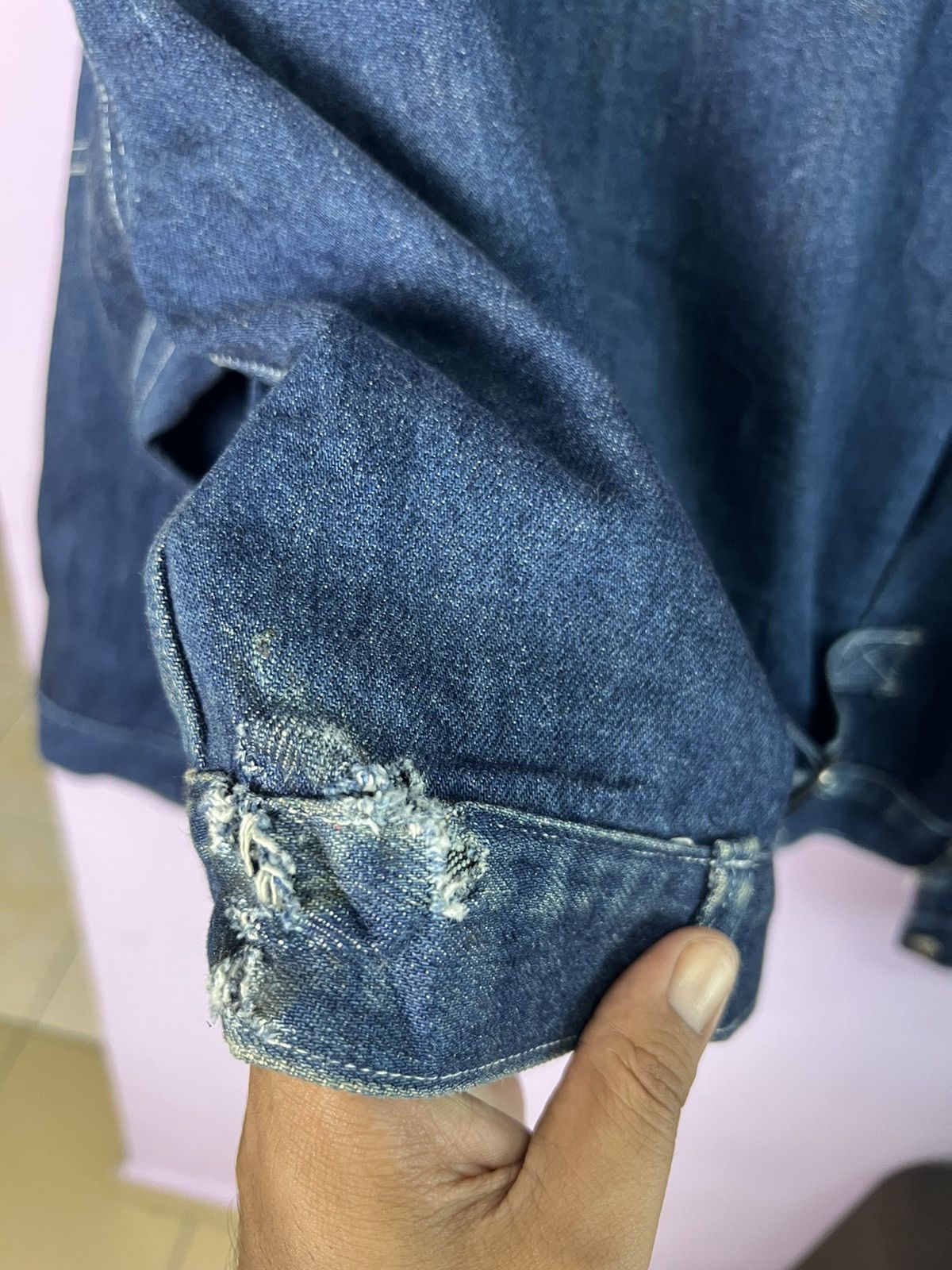 Japanese Brand 🔥Cropped Scheer’s Collection Distressed Denim Jacket Size US L / EU 52-54 / 3 - 12 Thumbnail