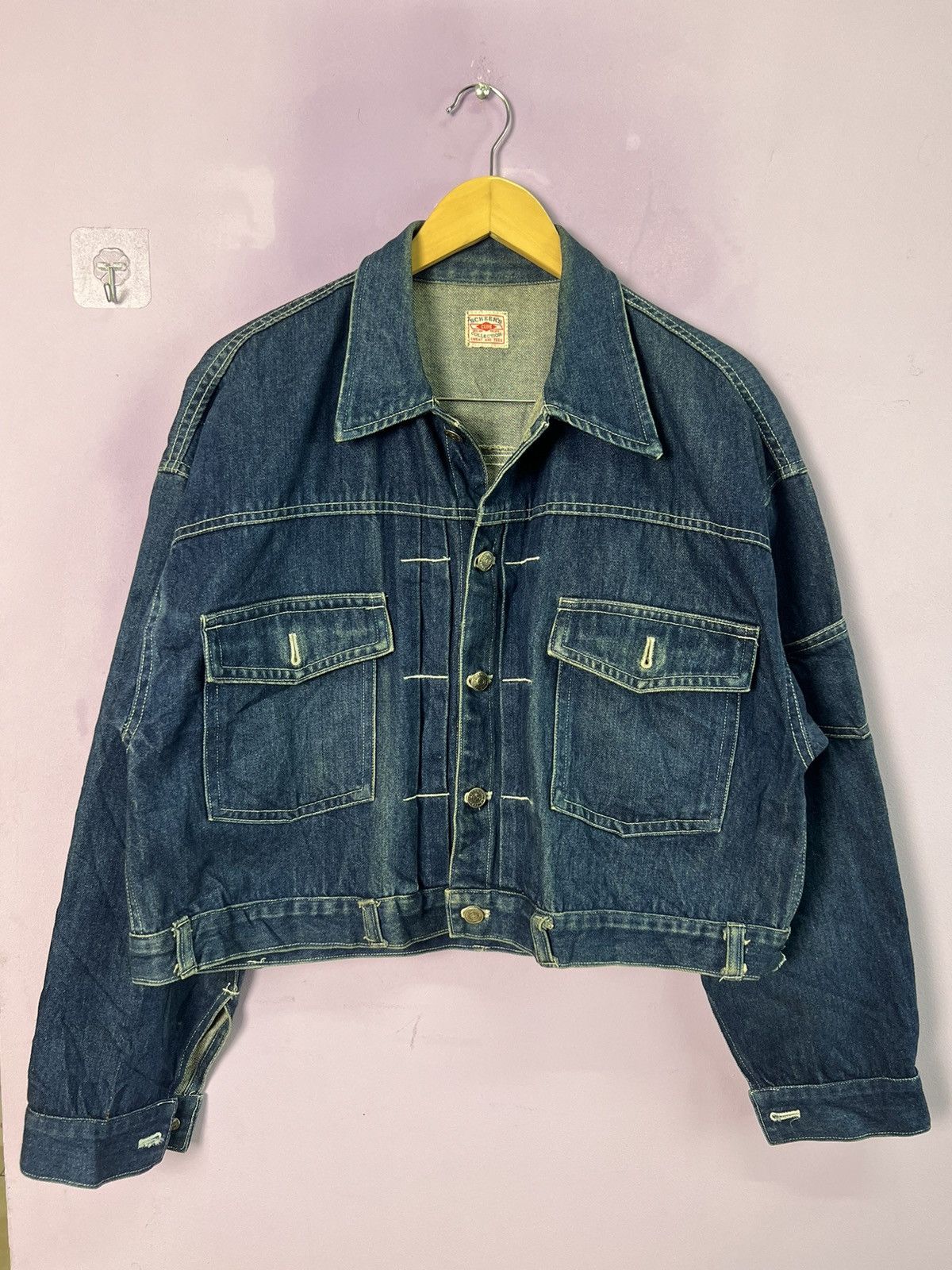 Japanese Brand 🔥Cropped Scheer’s Collection Distressed Denim Jacket Size US L / EU 52-54 / 3 - 1 Thumbnail