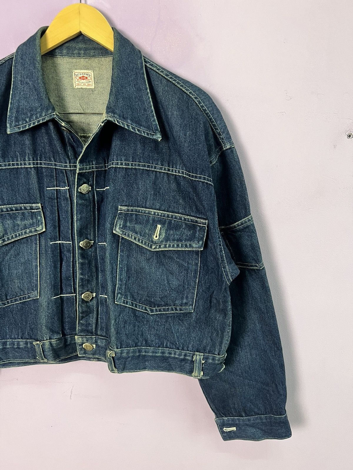 Other 🔥Cropped Scheer’s Collection Distressed Denim Jacket Size US L / EU 52-54 / 3 - 4 Thumbnail