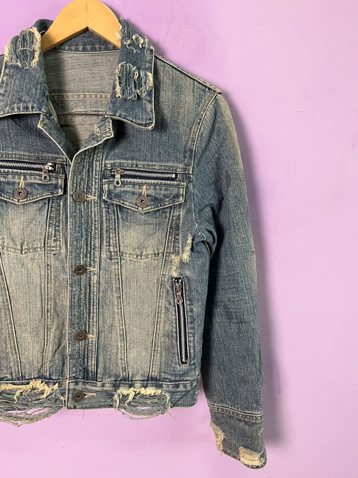 If Six Was Nine 🔥Rare Deadly Jester Distressed Denim Jacket Size US XS / EU 42 / 0 - 3 Thumbnail