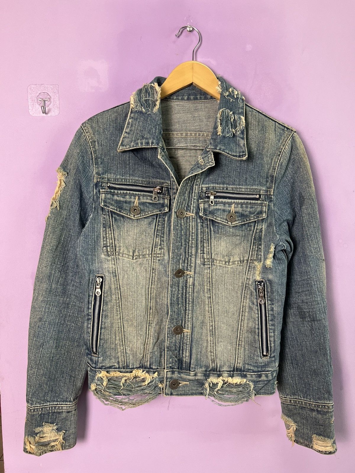 If Six Was Nine 🔥Rare Deadly Jester Distressed Denim Jacket Size US XS / EU 42 / 0 - 15 Thumbnail