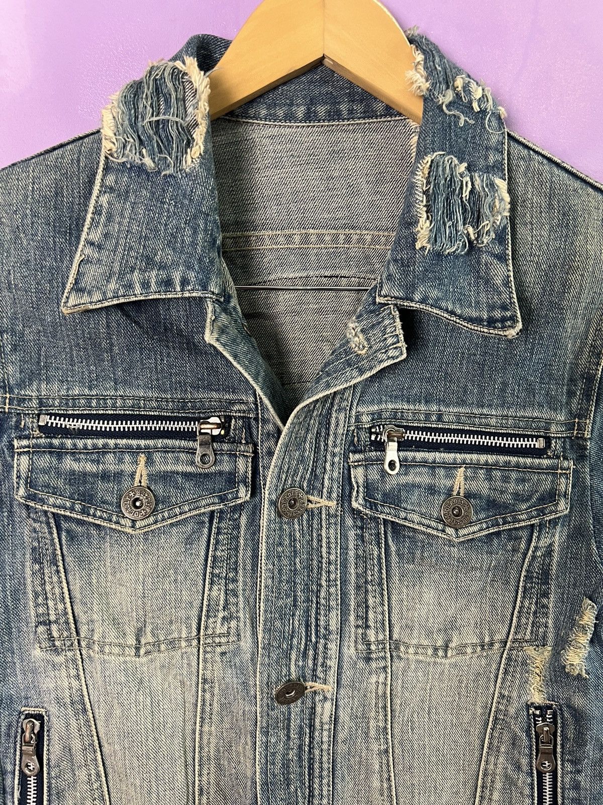 If Six Was Nine 🔥Rare Deadly Jester Distressed Denim Jacket Size US XS / EU 42 / 0 - 8 Thumbnail