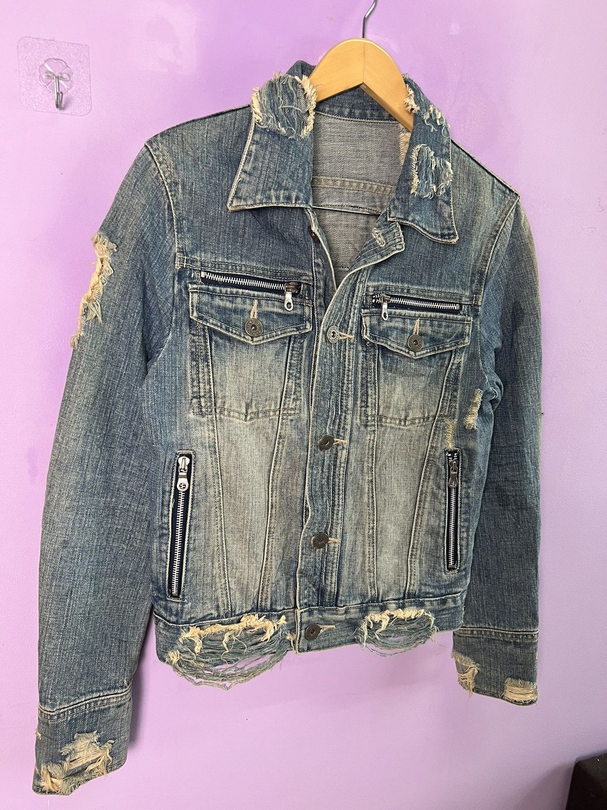 If Six Was Nine 🔥Rare Deadly Jester Distressed Denim Jacket Size US XS / EU 42 / 0 - 7 Thumbnail