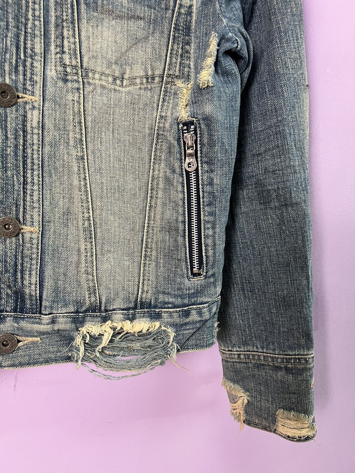 If Six Was Nine 🔥Rare Deadly Jester Distressed Denim Jacket Size US XS / EU 42 / 0 - 10 Thumbnail