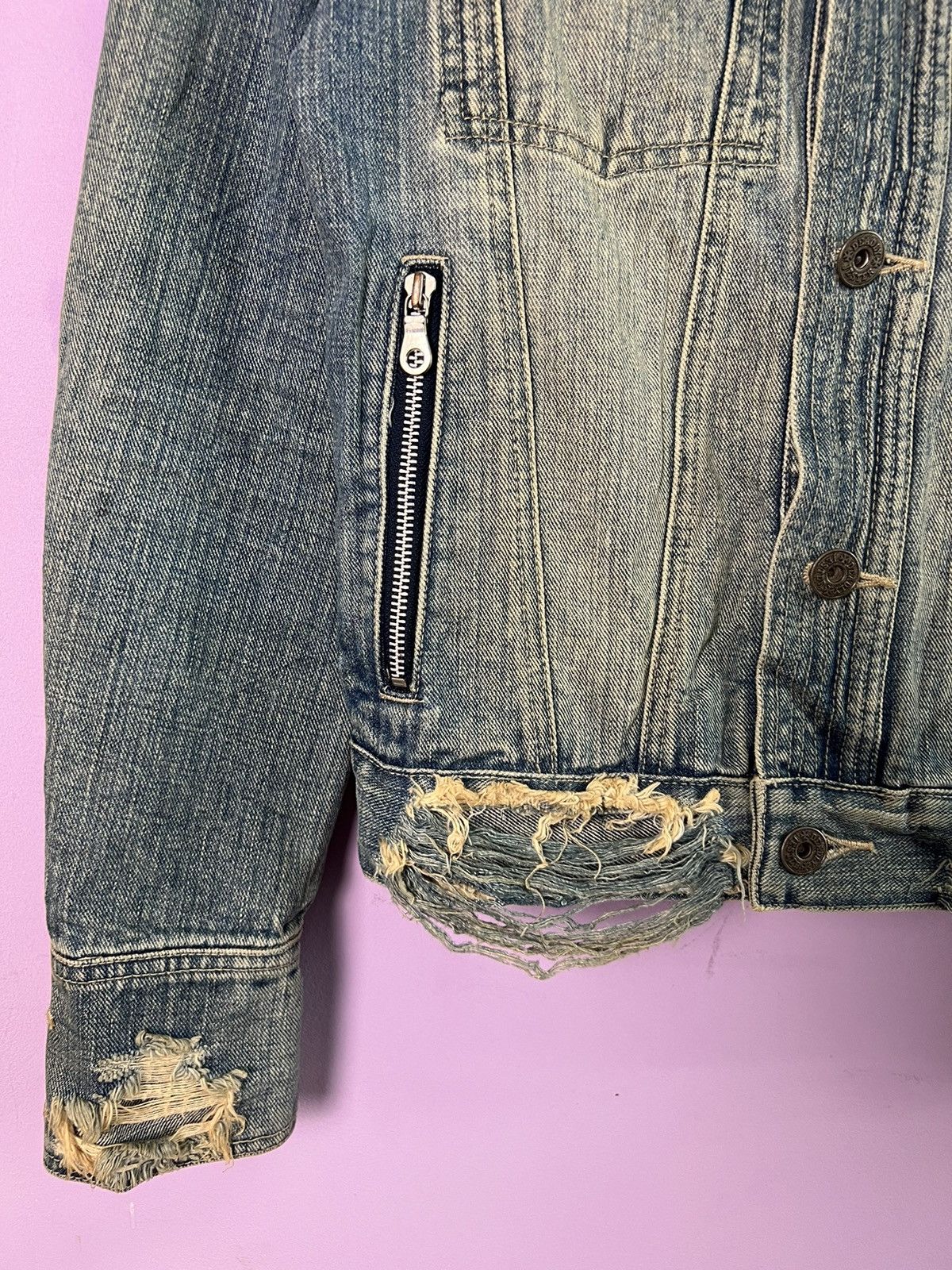 If Six Was Nine 🔥Rare Deadly Jester Distressed Denim Jacket Size US XS / EU 42 / 0 - 9 Thumbnail