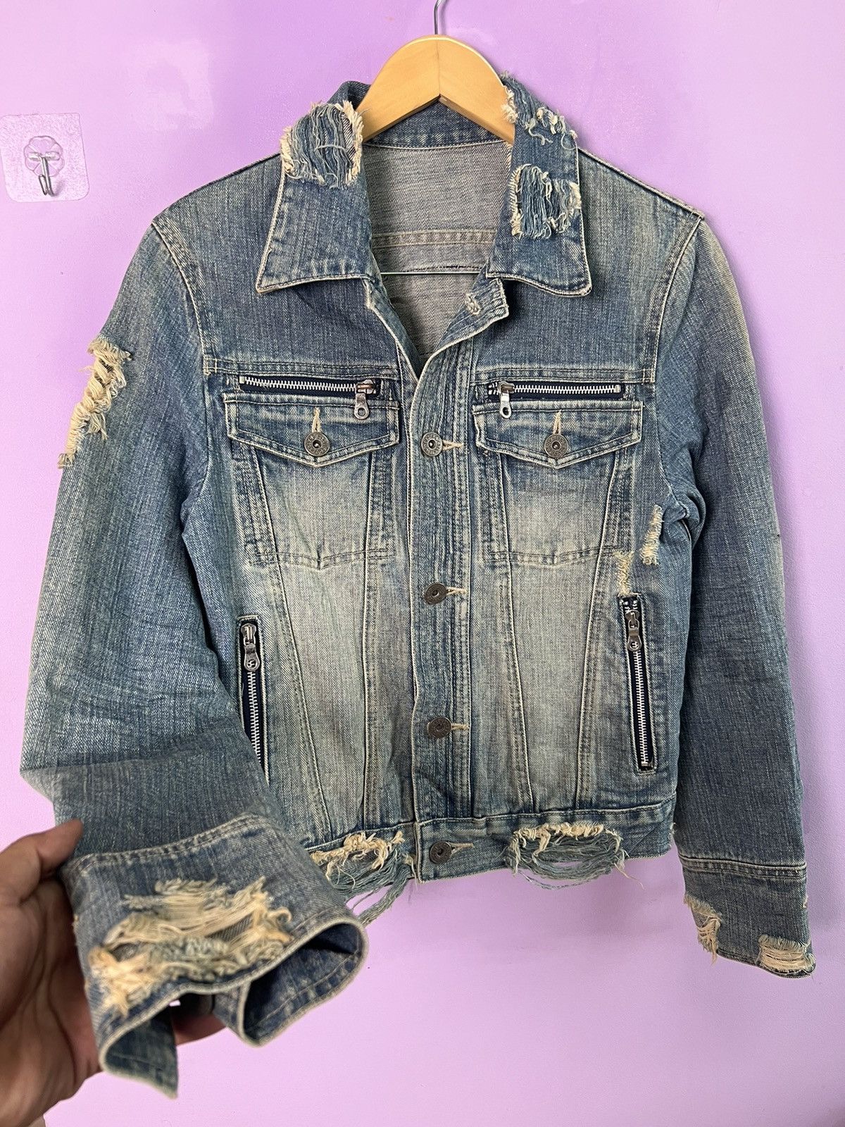 If Six Was Nine 🔥Rare Deadly Jester Distressed Denim Jacket Size US XS / EU 42 / 0 - 3 Thumbnail