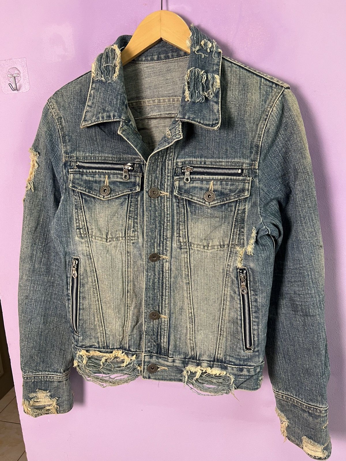 If Six Was Nine 🔥Rare Deadly Jester Distressed Denim Jacket Size US XS / EU 42 / 0 - 6 Thumbnail