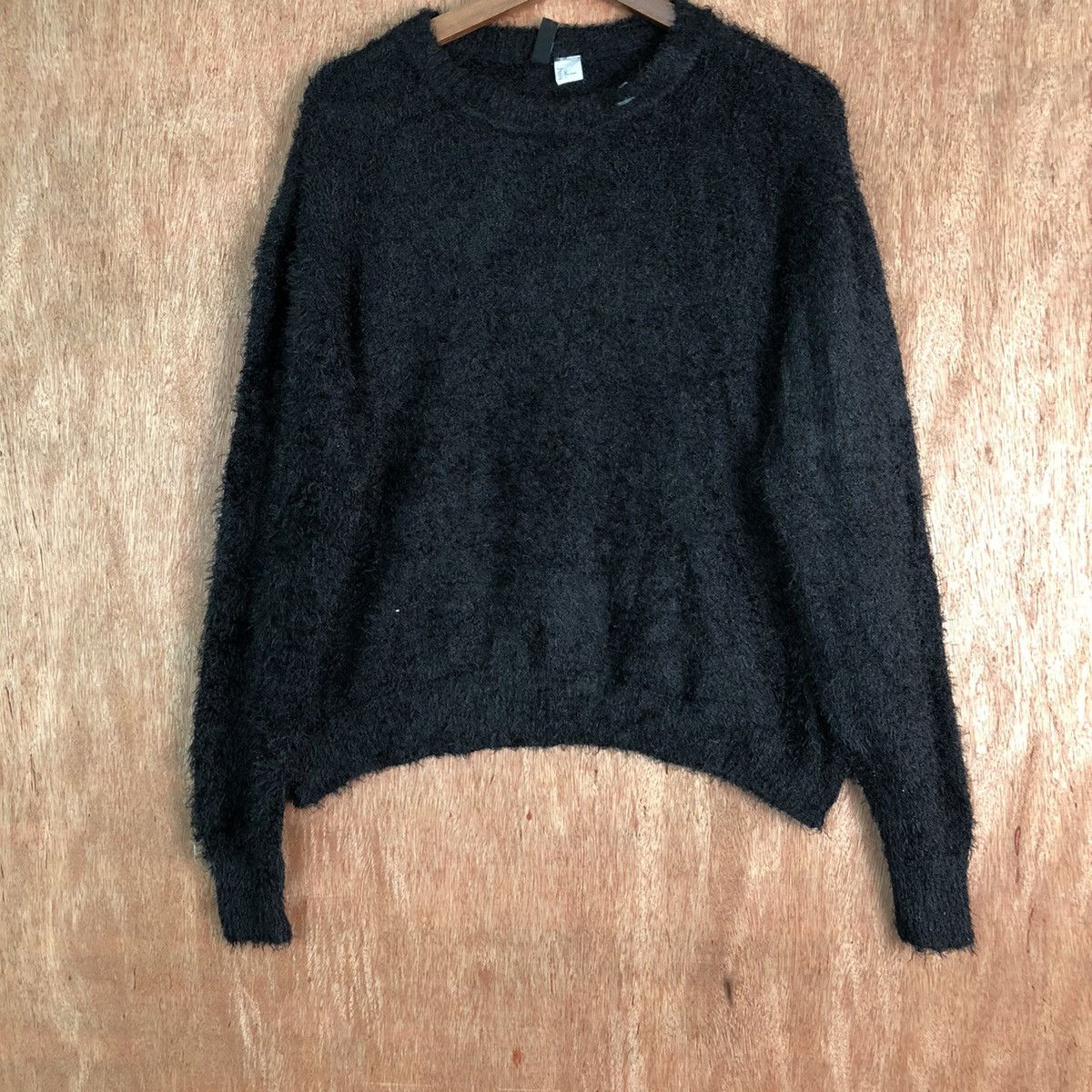 Vintage H&M Black Shag Shaggy Fur Mohair Knitwear #6578 Size US L / EU 52-54 / 3 - 3 Thumbnail