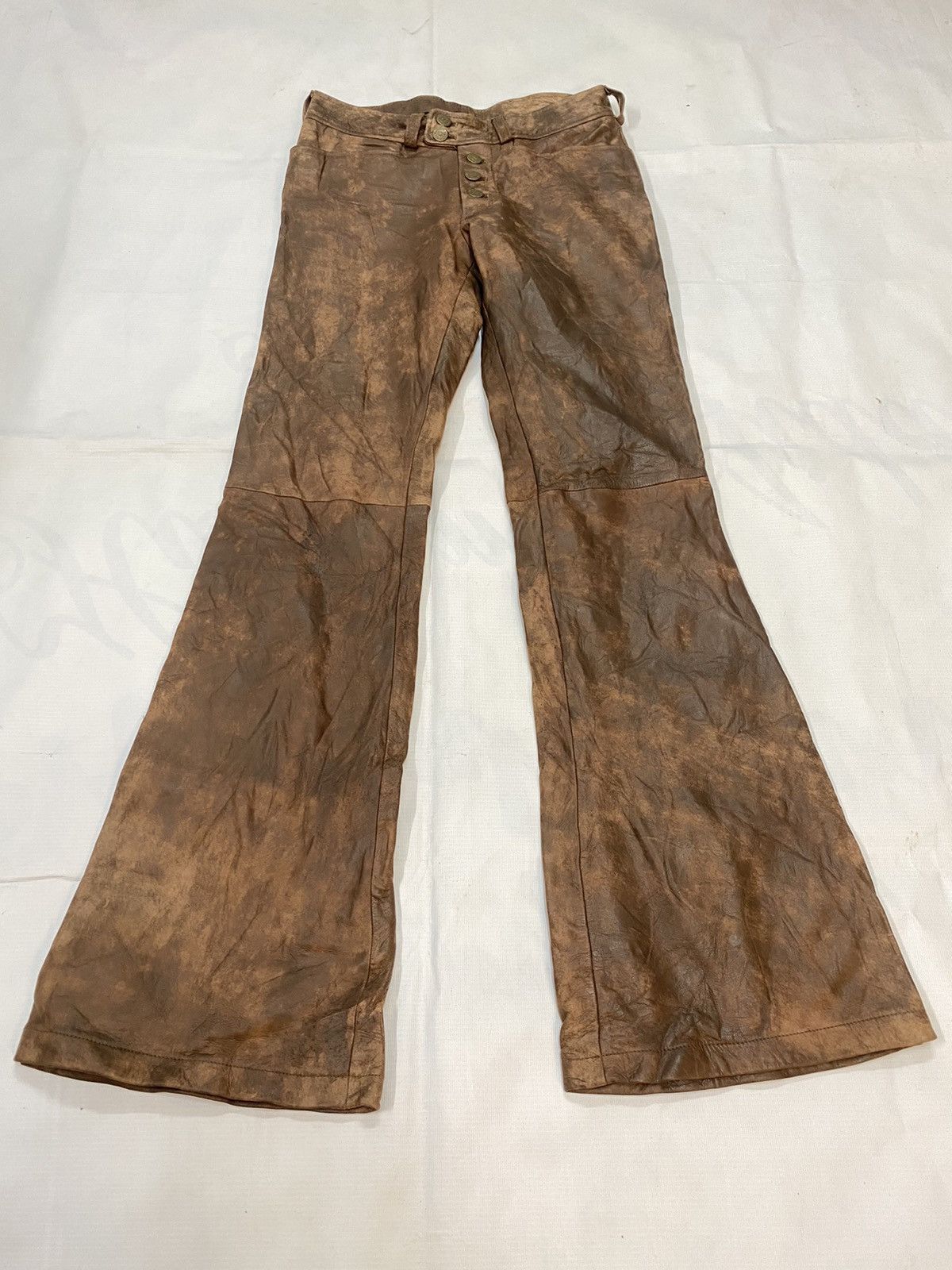 Japanese Brand Tornado Mart Flare Boot Cut Leather Pant Size US 27 - 3 Thumbnail